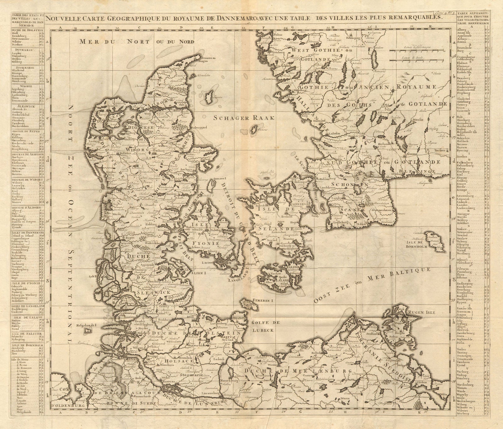 'Nouvelle Carte Geographique du Royaume de Dannemarck'. CHATELAINE 1719 map